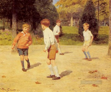  playing Painting - Boys Playing genre Victor Gabriel Gilbert